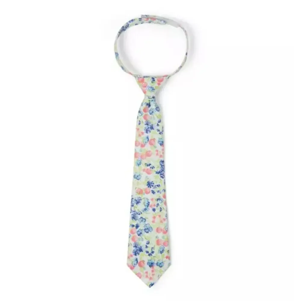 New Janie and Jack Boys White Ditsy Floral Tie Size 2-5